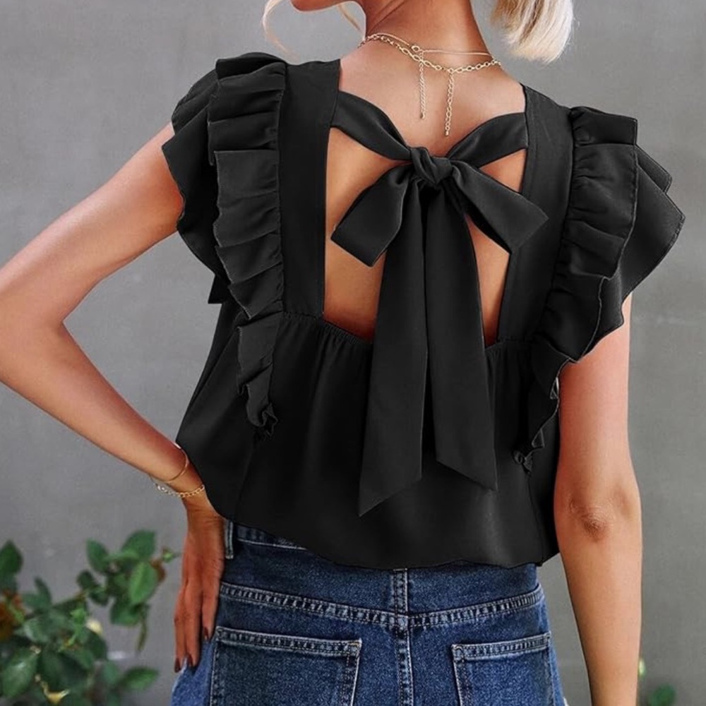 NWT - Anova Tie Back Blouse 🖤 - Picture 3 of 5